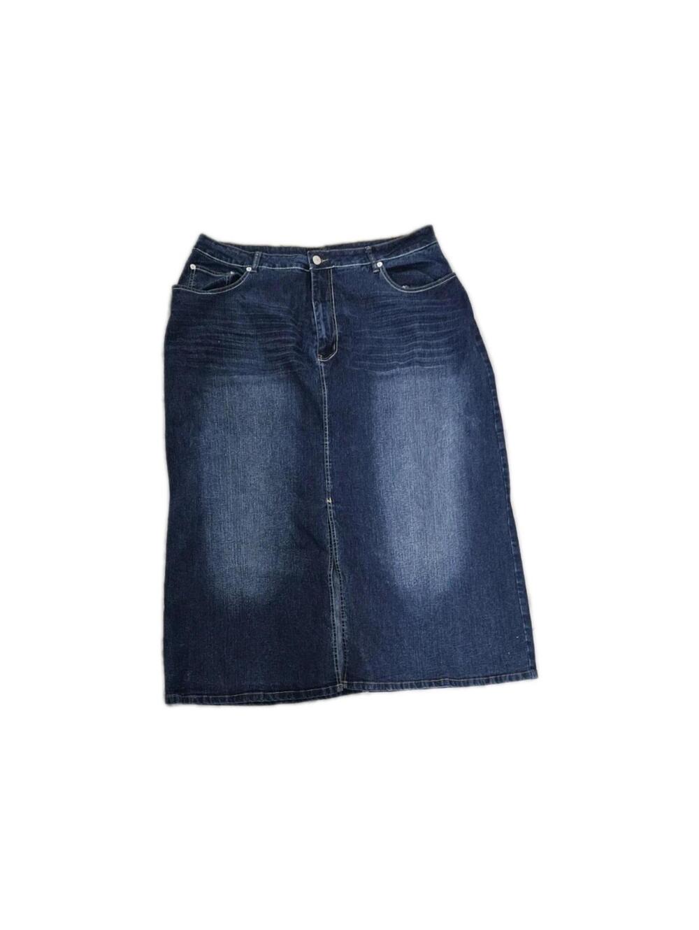 HI JEANS Denim Midi Skirt Embroidered Pocket Long Blue Pencil Skirt Sz 22 Y2k
